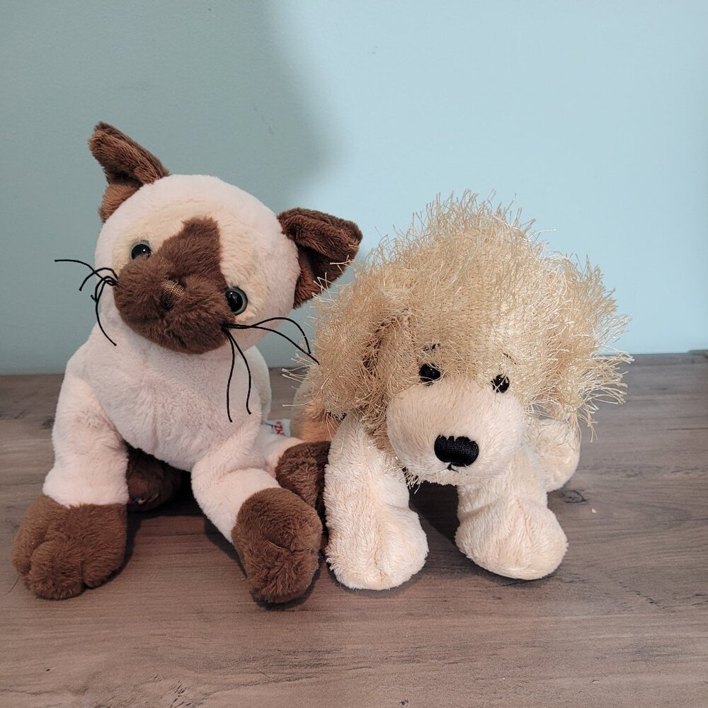 Webkinz Siamese Cat Plush HM160 and Golden Retriever HM011, Gently Used NO codes